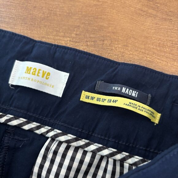 Anthropologie by Maeve Naomi Wide Leg Flare Pants Navy Blue SZ 12P Viscose Linen - Picture 3 of 7